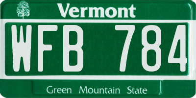 VT license plate WFB784