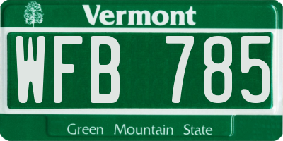 VT license plate WFB785