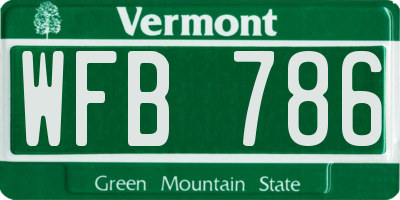 VT license plate WFB786