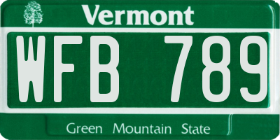 VT license plate WFB789