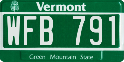 VT license plate WFB791