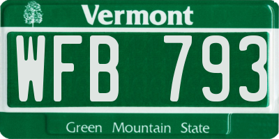 VT license plate WFB793