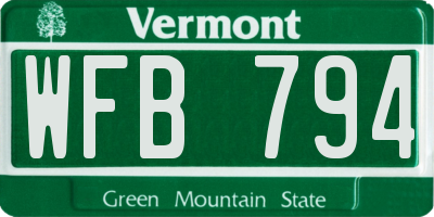 VT license plate WFB794