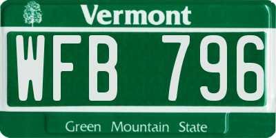 VT license plate WFB796