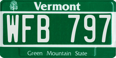 VT license plate WFB797