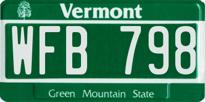VT license plate WFB798