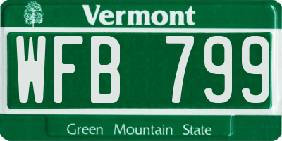 VT license plate WFB799