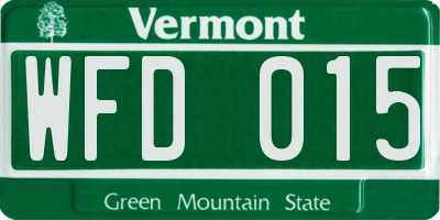 VT license plate WFD015