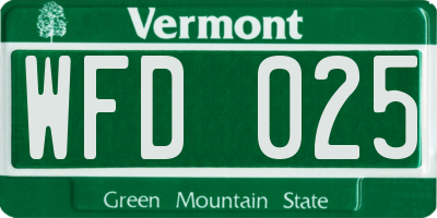 VT license plate WFD025