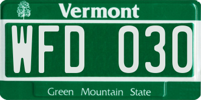 VT license plate WFD030