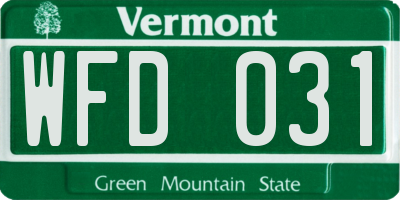 VT license plate WFD031