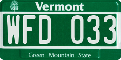 VT license plate WFD033