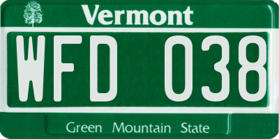 VT license plate WFD038