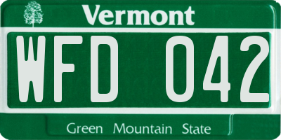 VT license plate WFD042
