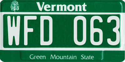 VT license plate WFD063