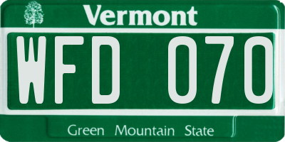 VT license plate WFD070