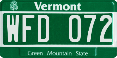 VT license plate WFD072