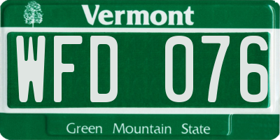 VT license plate WFD076