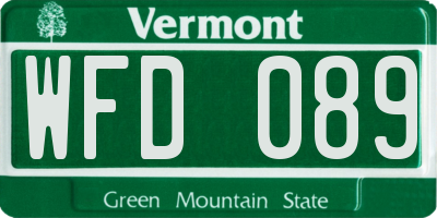 VT license plate WFD089