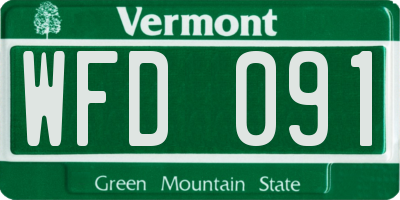 VT license plate WFD091