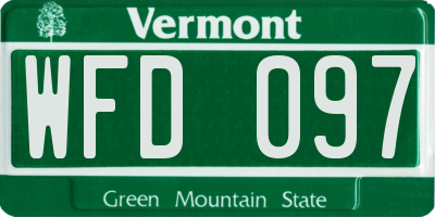 VT license plate WFD097
