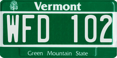 VT license plate WFD102
