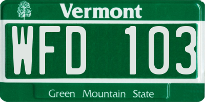 VT license plate WFD103