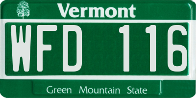 VT license plate WFD116