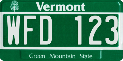 VT license plate WFD123