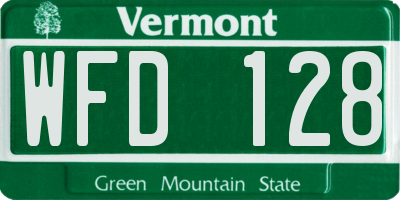 VT license plate WFD128