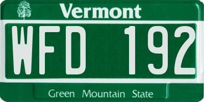 VT license plate WFD192