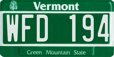 VT license plate WFD194