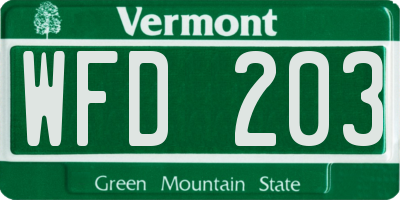 VT license plate WFD203