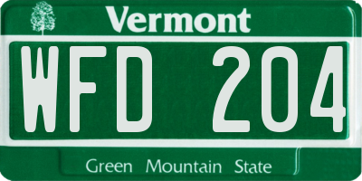 VT license plate WFD204