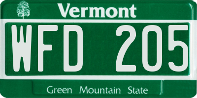 VT license plate WFD205