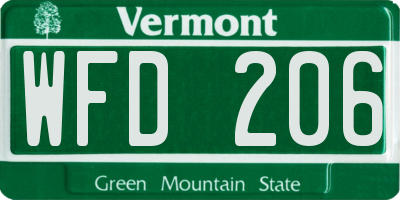 VT license plate WFD206