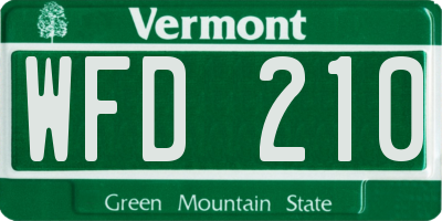 VT license plate WFD210