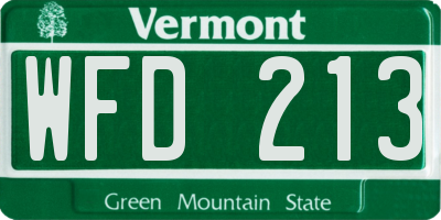 VT license plate WFD213