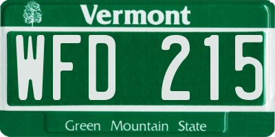 VT license plate WFD215