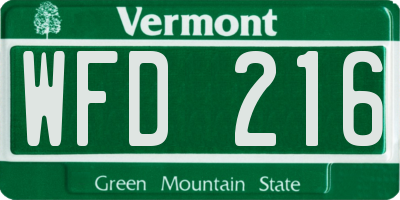VT license plate WFD216