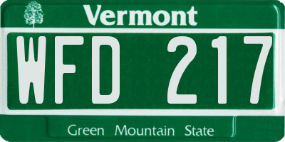 VT license plate WFD217