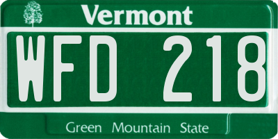VT license plate WFD218