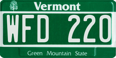 VT license plate WFD220
