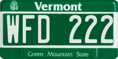 VT license plate WFD222