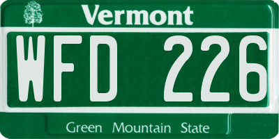 VT license plate WFD226