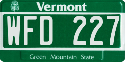 VT license plate WFD227