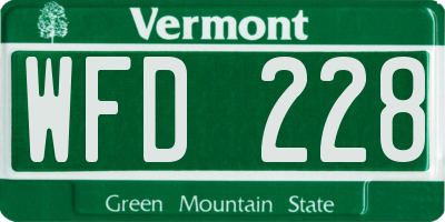 VT license plate WFD228