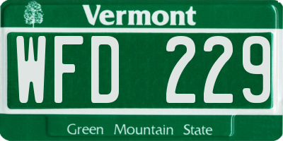 VT license plate WFD229