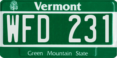 VT license plate WFD231