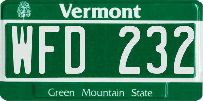 VT license plate WFD232